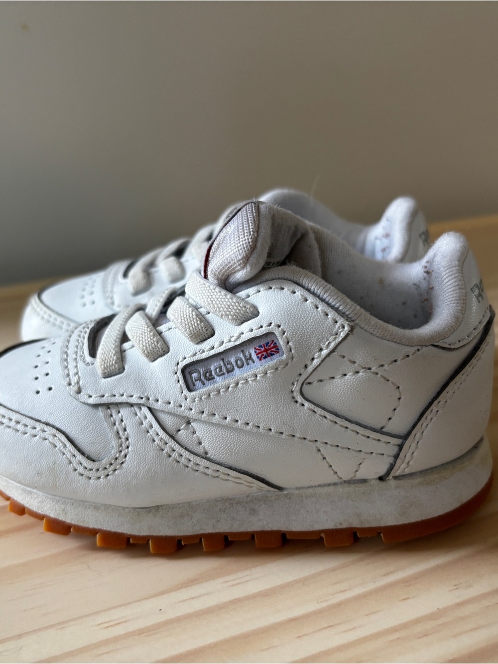 Reebok Kids White Leather Sneakers with Gum Outsole